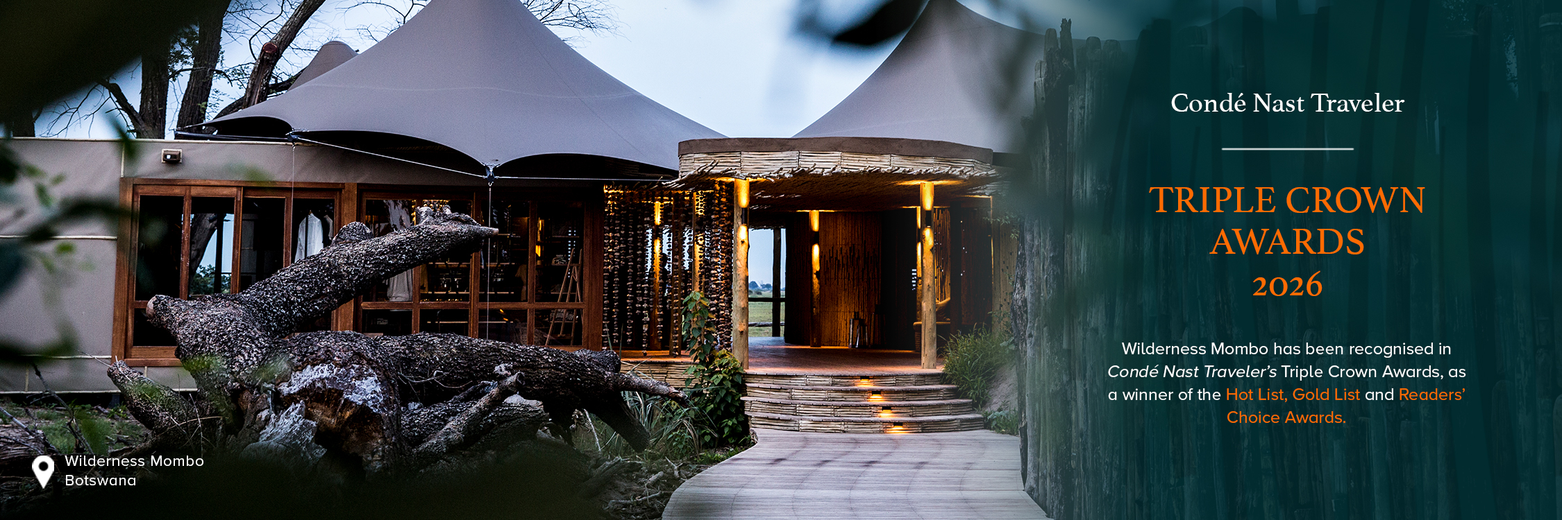 Conde Nast Traveler Triple Crown award winner of the Hot List, Gold List and Readers' Choice Award

