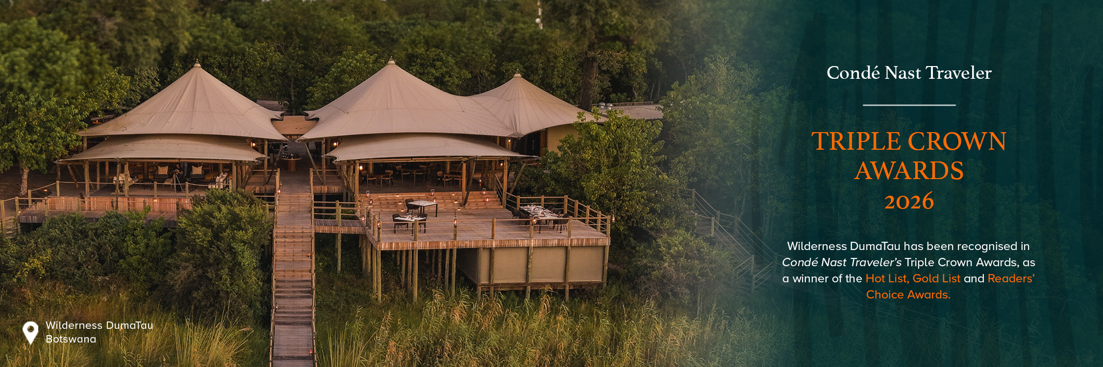 Conde Nast Traveler Triple Crown award winner of the Hot List, Gold List and Readers' Choice Award